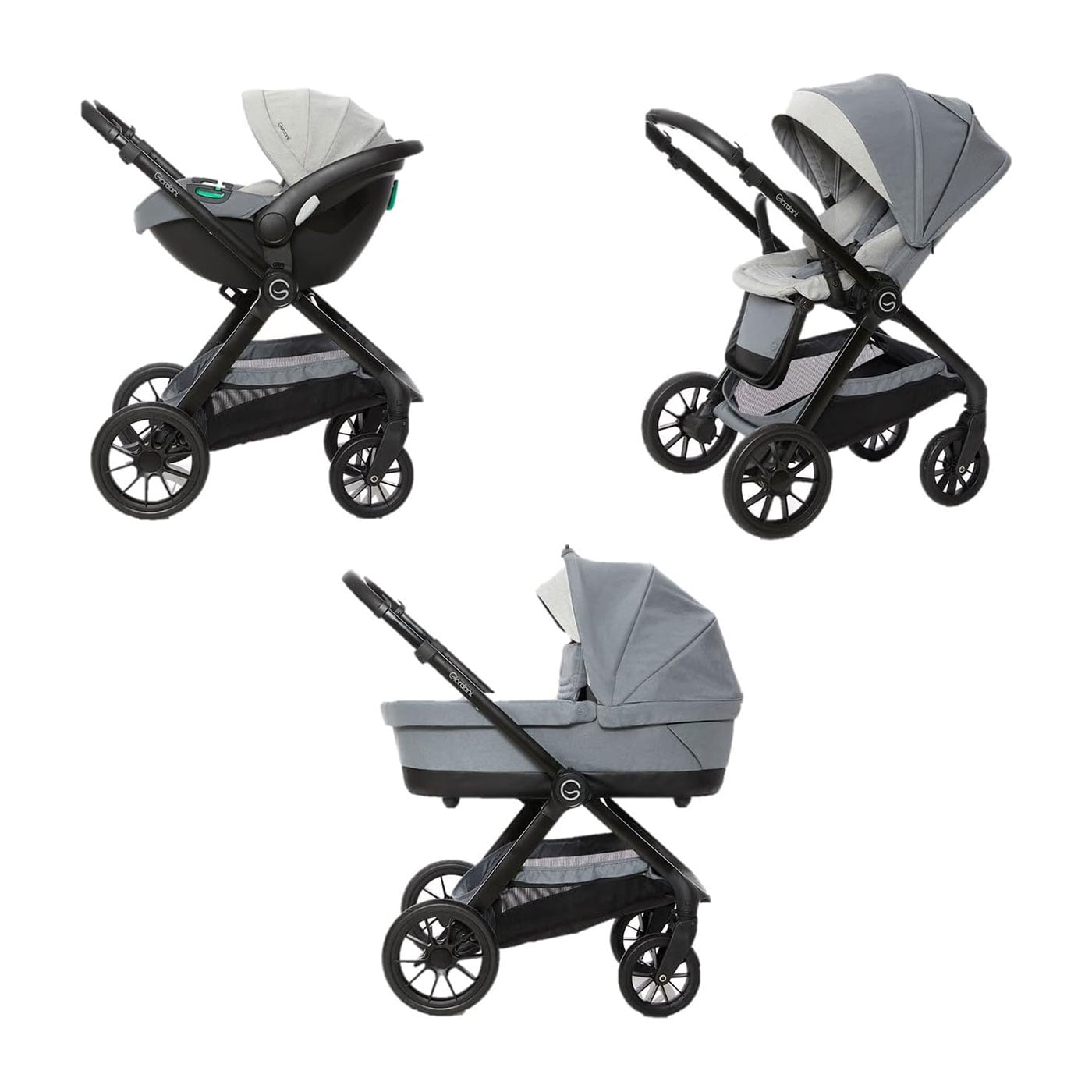 Carucior 3 în 1 Giordani G-Comfort, cărucior sport, landou și scoică auto, pliere automată, 0–22 kg