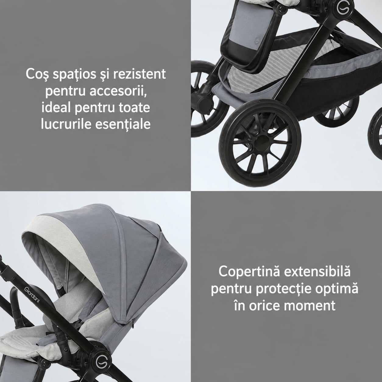 Carucior 3 în 1 Giordani G-Comfort, cărucior sport, landou și scoică auto, pliere automată, 0–22 kg