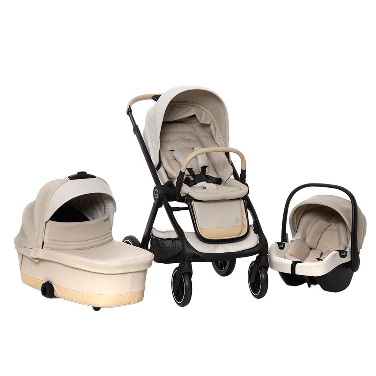 Carucior 3 în 1 Giordani G-Comfort, cărucior sport, landou și scoică auto, pliere automată, beige (bej), 0–22 kg