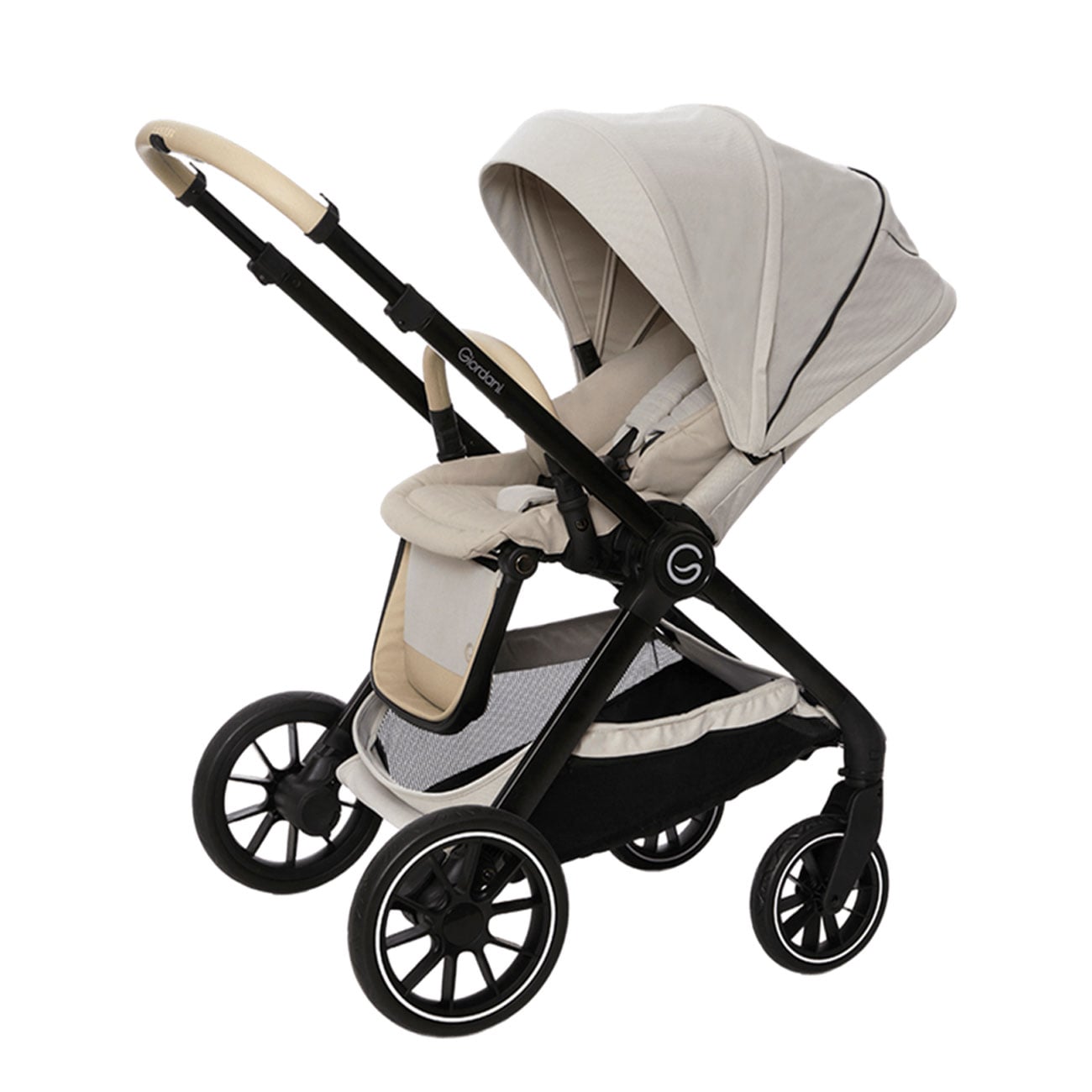 Carucior 3 în 1 Giordani G-Comfort, cărucior sport, landou și scoică auto, pliere automată, beige (bej), 0–22 kg