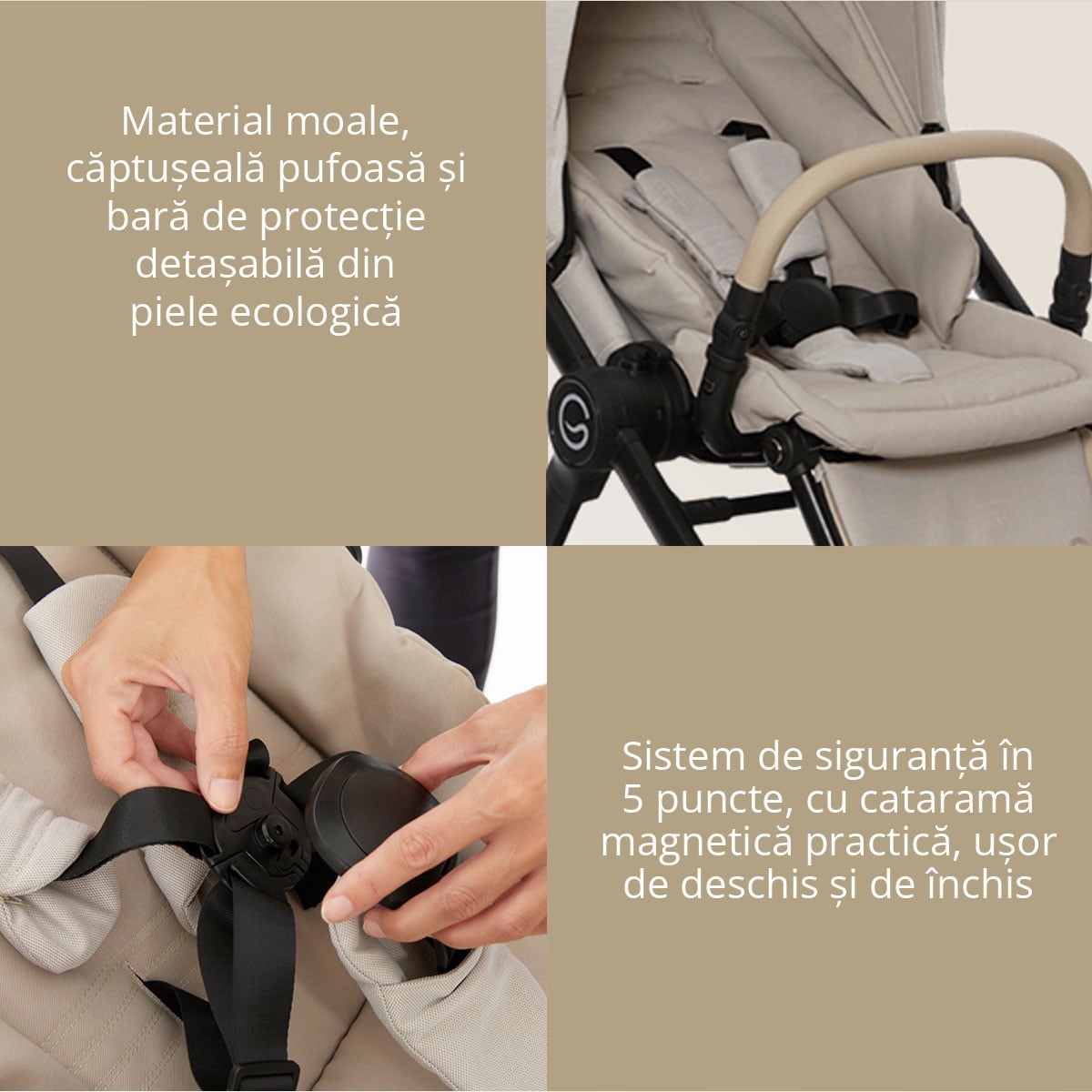 Carucior 3 în 1 Giordani G-Comfort, cărucior sport, landou și scoică auto, pliere automată, beige (bej), 0–22 kg