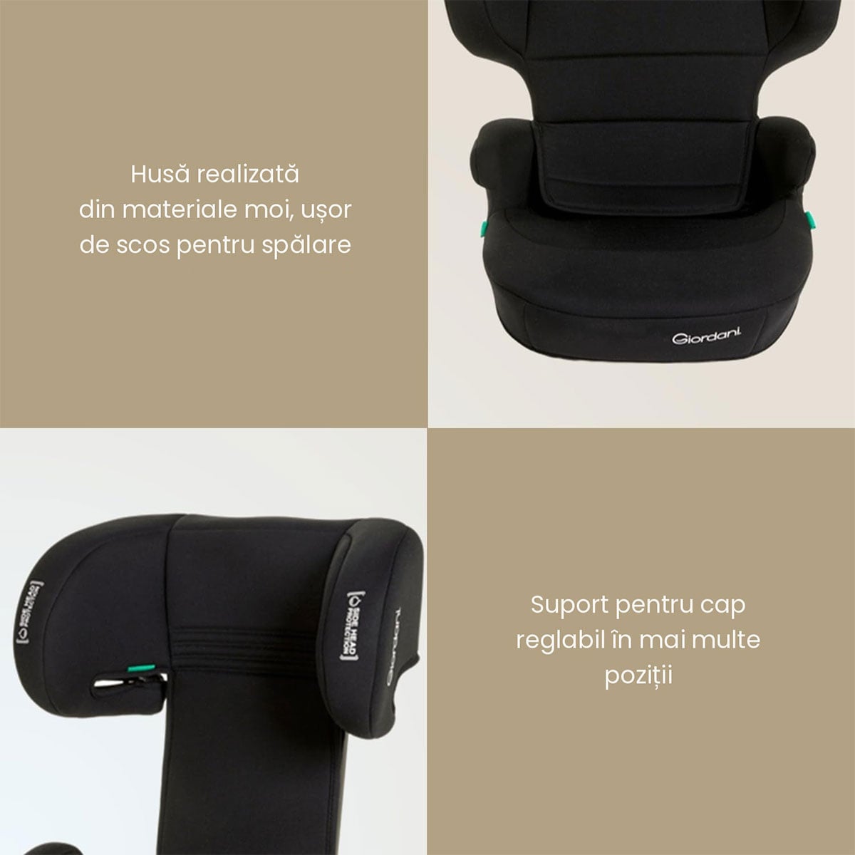 Scaun auto Giordani Ares i-Size, 100–150cm, spătar pliabil, black (negru), 3–12ani