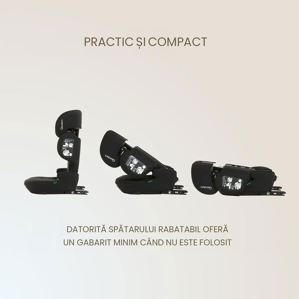 Scaun auto Giordani Ares i-Size, 100–150cm, spătar pliabil, black (negru), 3–12ani