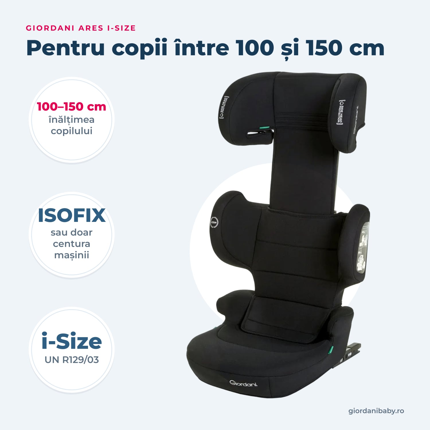 Giordani Ares i-Size – înălțime, montaj și omologare pe scurt