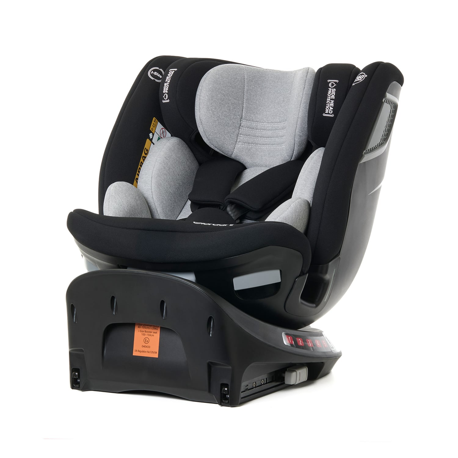 Scaun auto Giordani Crono Plus i-Size, 40–150 cm, rotativ 360°, ISOFIX + Support Leg, Black (Negru), 0–12 ani