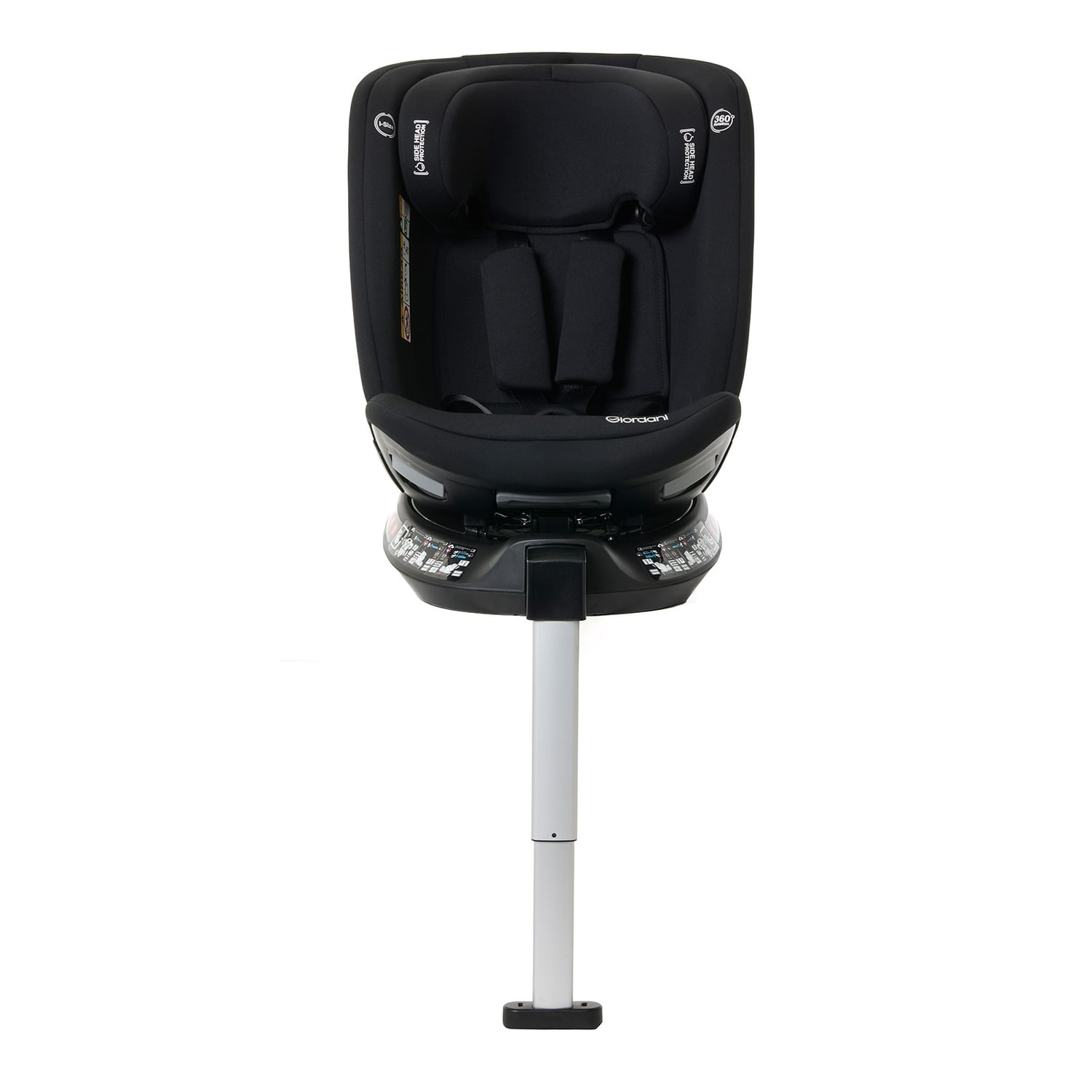 Scaun auto Giordani Crono Plus i-Size, 40–150 cm, rotativ 360°, ISOFIX + Support Leg, Black (Negru), 0–12 ani