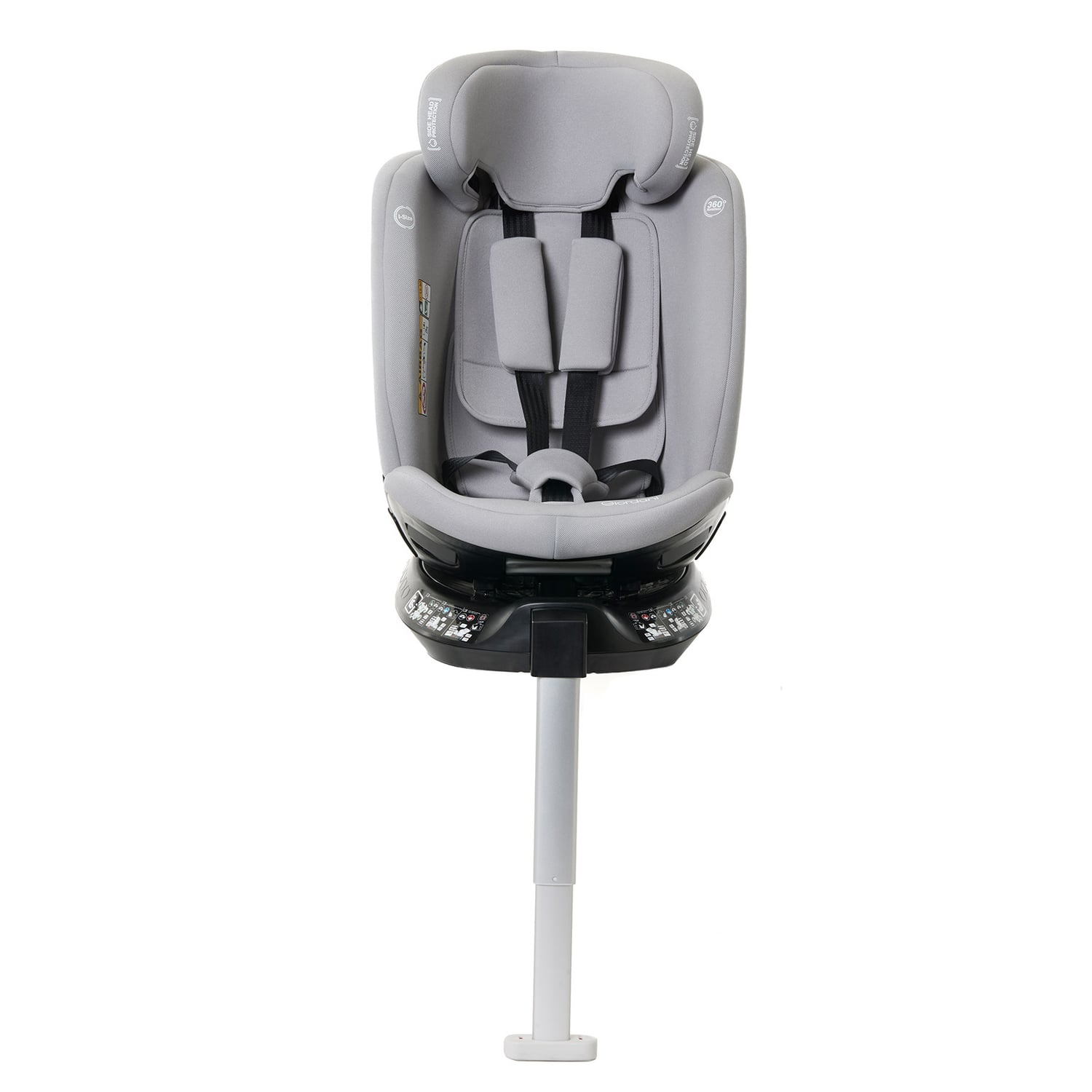 Scaun auto Giordani Crono Plus i-Size, 40–150 cm, rotativ 360°, ISOFIX + Support Leg, Grey, 0–12 ani