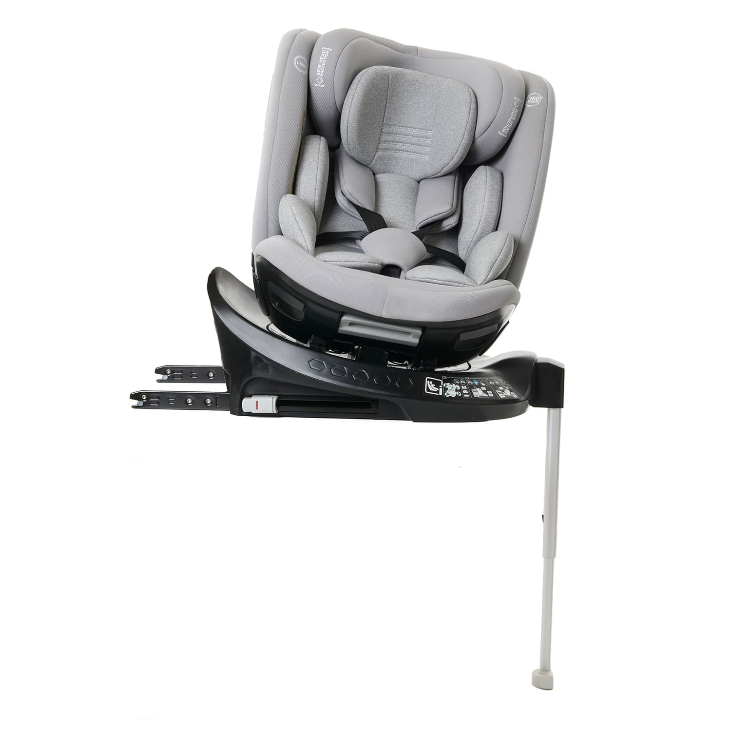 Scaun auto Giordani Crono Plus i-Size, 40–150 cm, rotativ 360°, ISOFIX + Support Leg, Grey, 0–12 ani