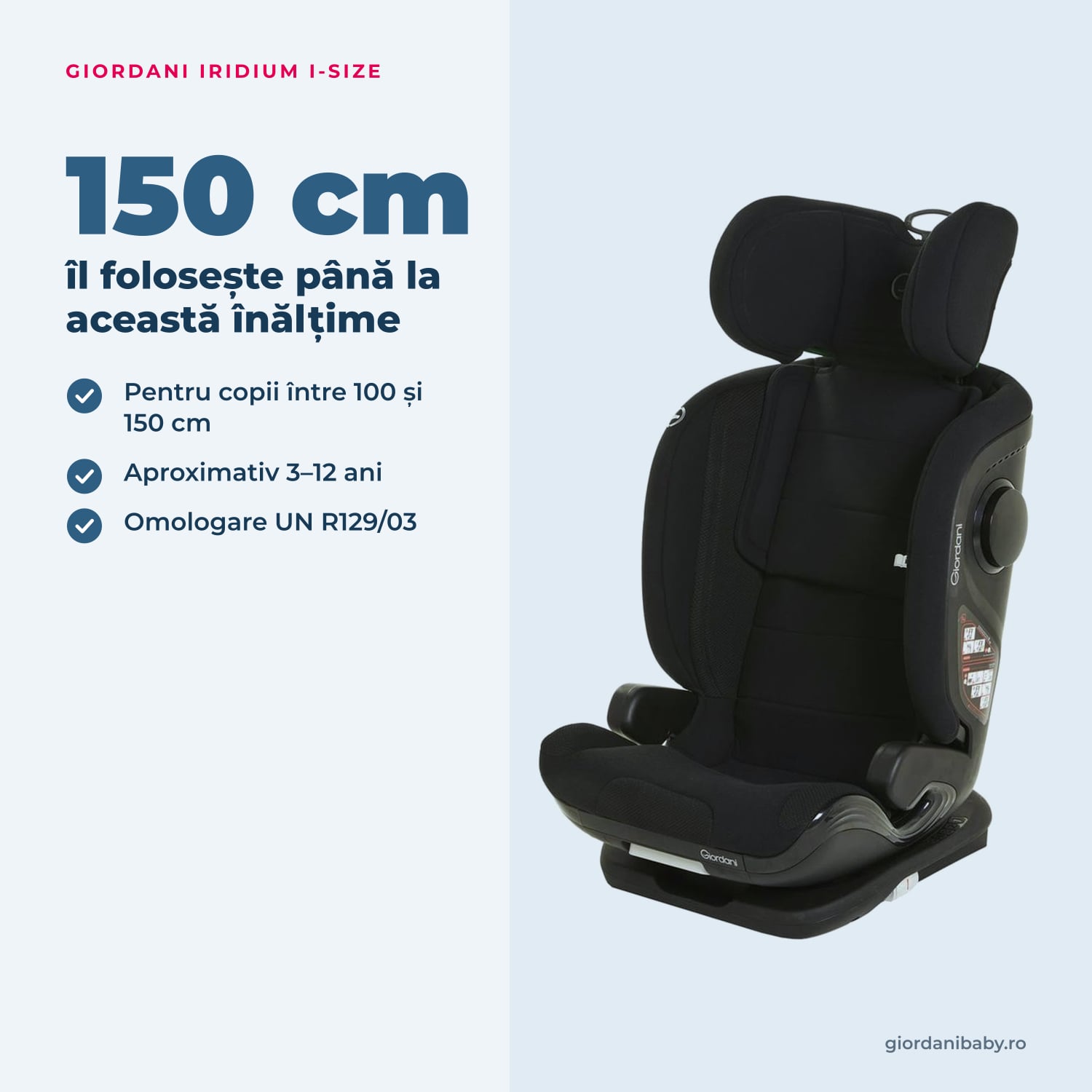 Giordani Iridium i-Size – intervalul de folosire