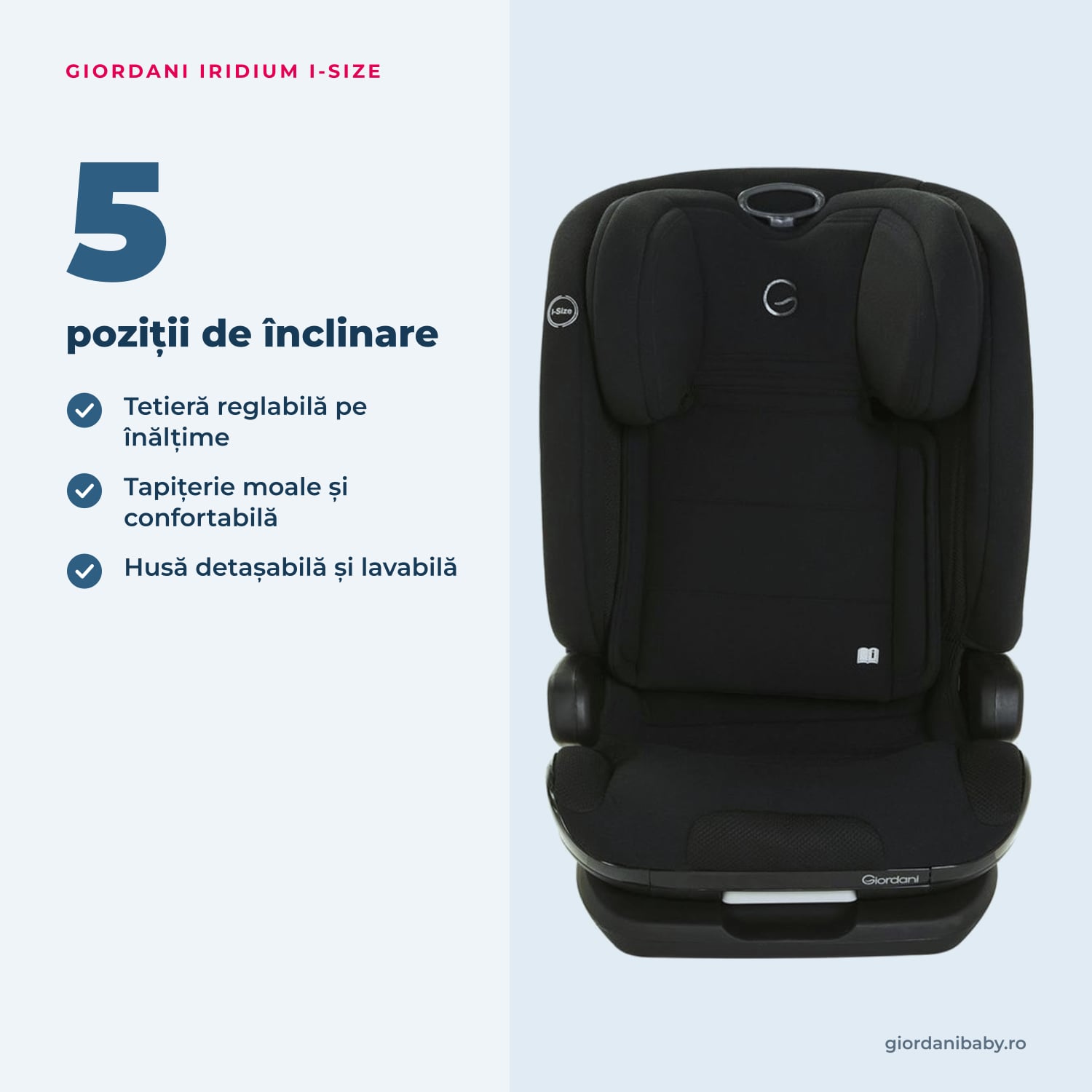 Giordani Iridium i-Size – înclinarea
