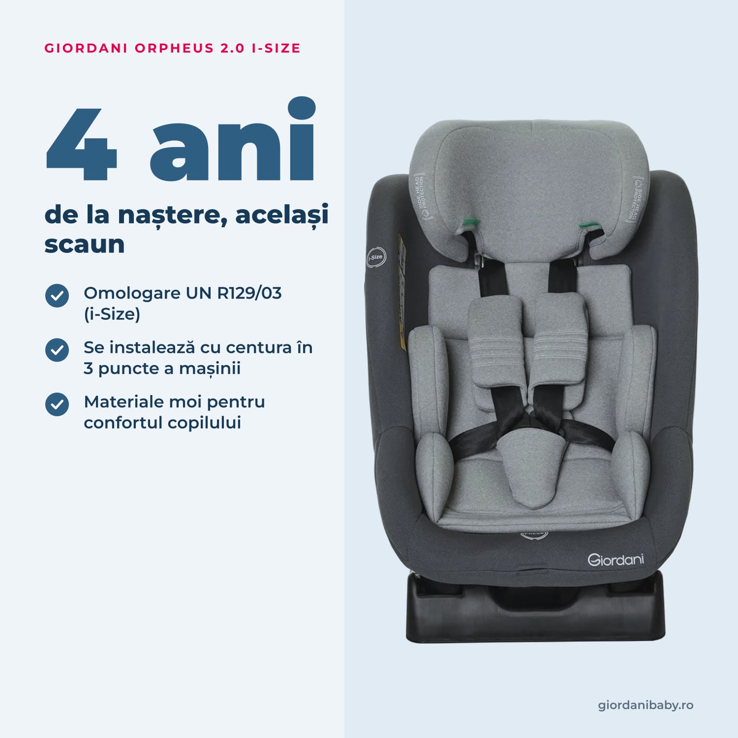 Giordani Orpheus 2.0 i-Size – intervalul de folosire