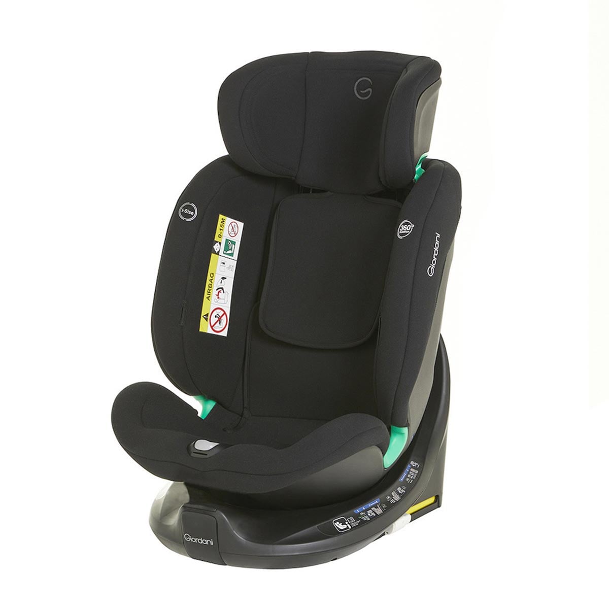 Scaun auto Giordani Polaris i-Size, 40–150 cm, rotativ 360, ISOFIX, Black (negru), 0–12 ani