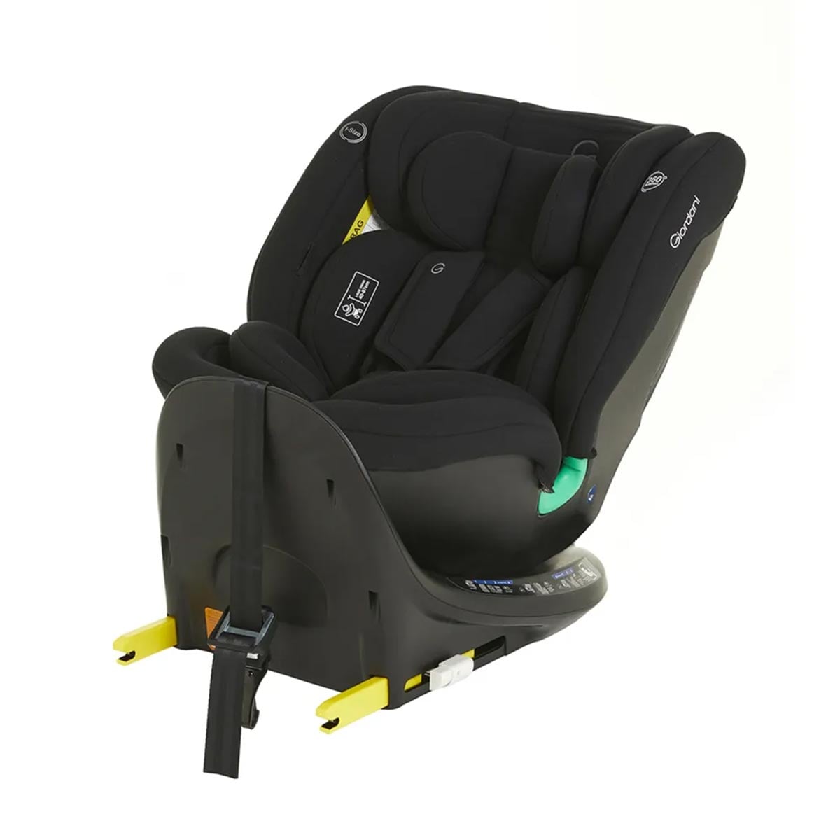Scaun auto Giordani Polaris i-Size, 40–150 cm, rotativ 360, ISOFIX, Black (negru), 0–12 ani